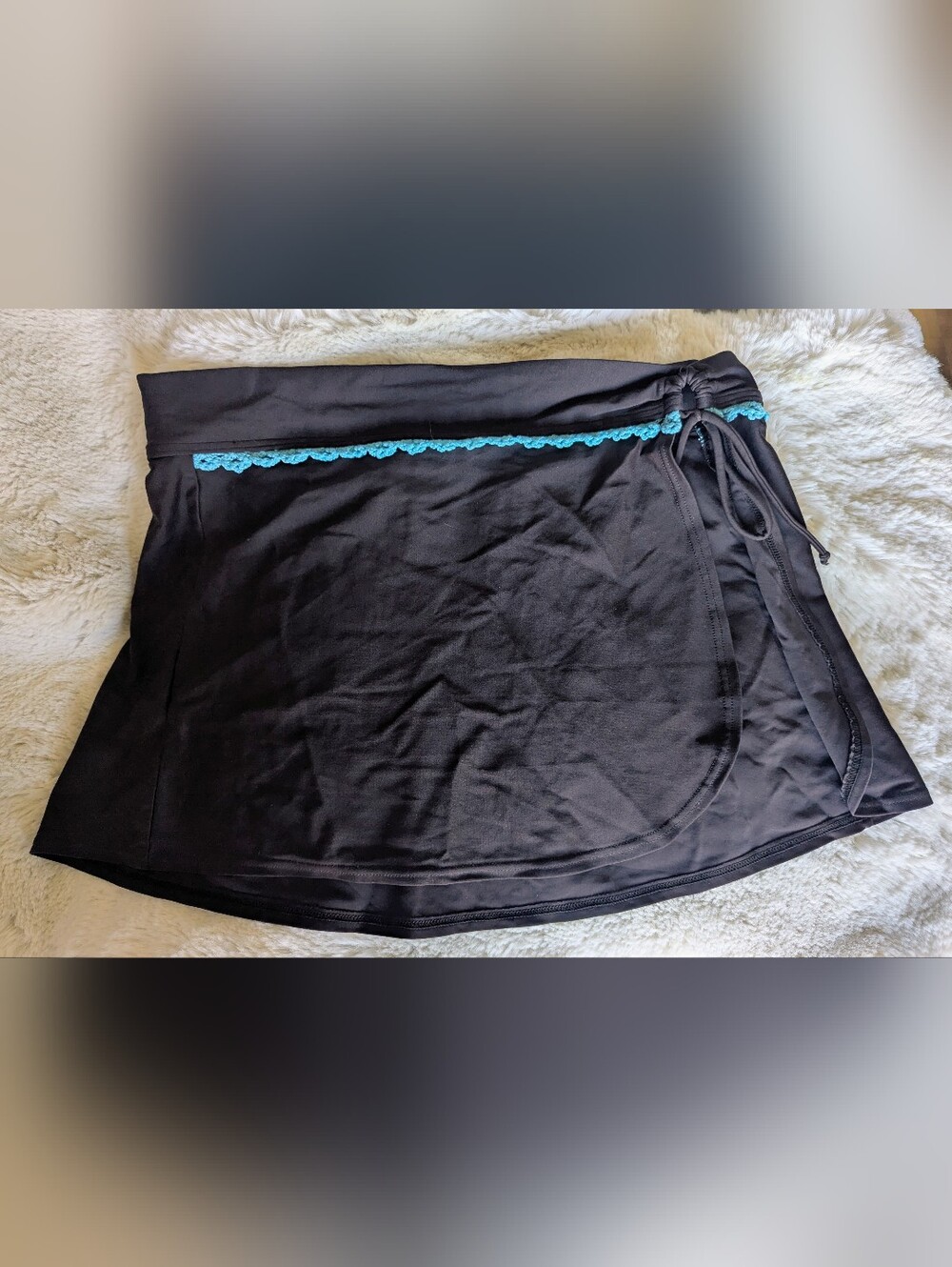Women’s Brown Swim Skirt with Turquoise Trim